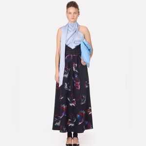 Julia Allert Corseted Fish Print Flare Skirt Black